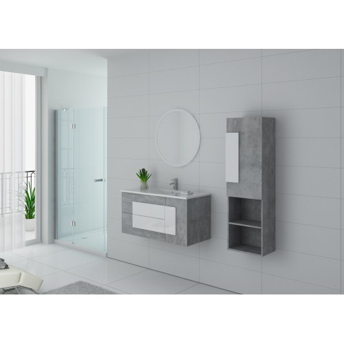 Meuble salle de bain CASTELLO 1000 1 vasque Béton et blanc 