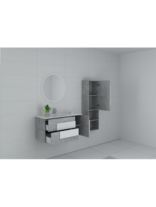 Meuble de salle de bain avec rangements Castello couleur Béton et blanc