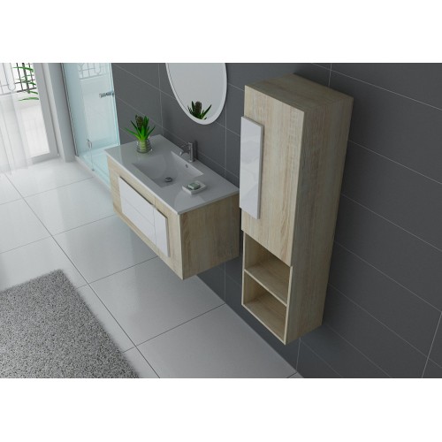 Meuble de salle de bain simple vasque scandinave et blanc Castello 1000