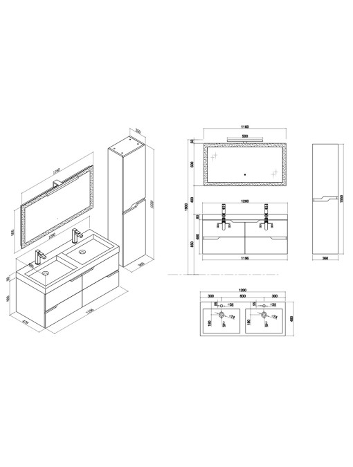Meuble de salle de bain CALABRO 1200 Bleu saphir
