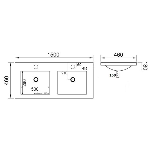 Mobilier blanc laqué pour salle de bain plan deux vasques