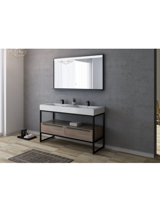 Meuble de salle de bain double vasque LAMEZIA 1400 Scandinave