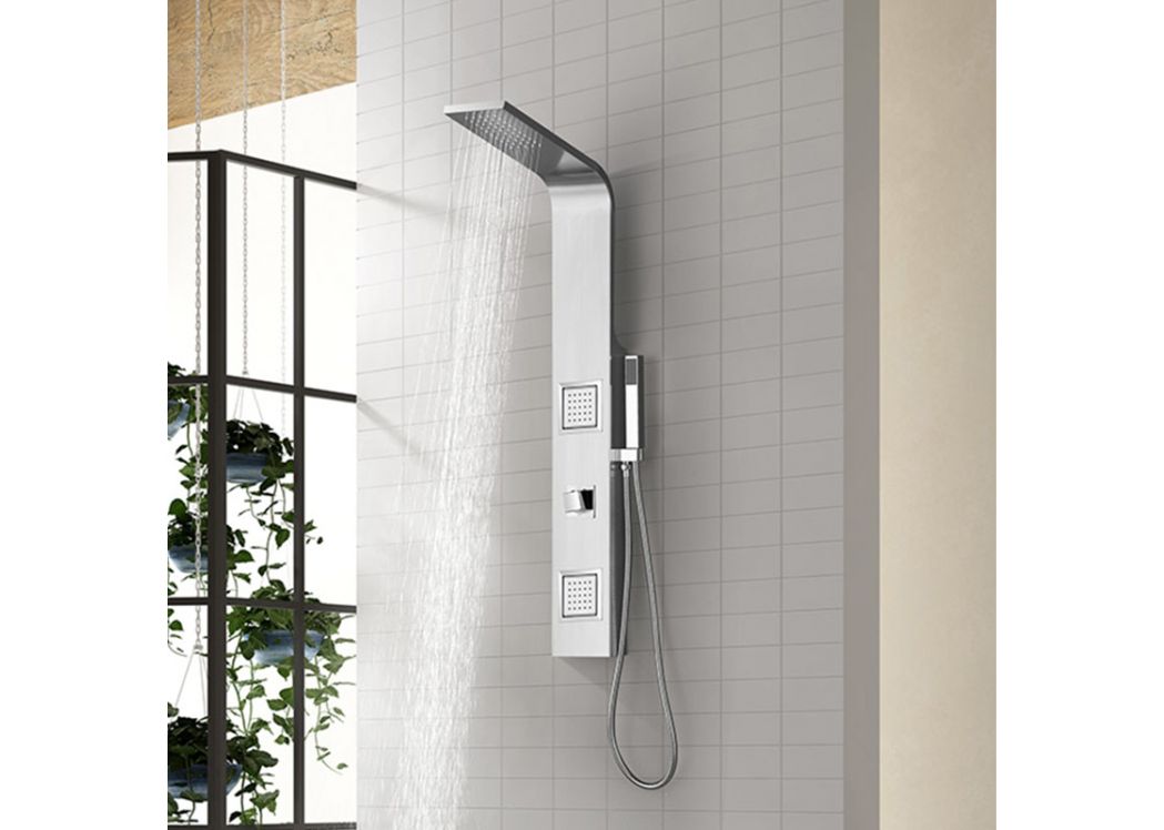 Système baignoire & douche Vente-Unique.com Colonne de douche hydromassante  thermostatique JOSTA - dorée - 45*150 cm