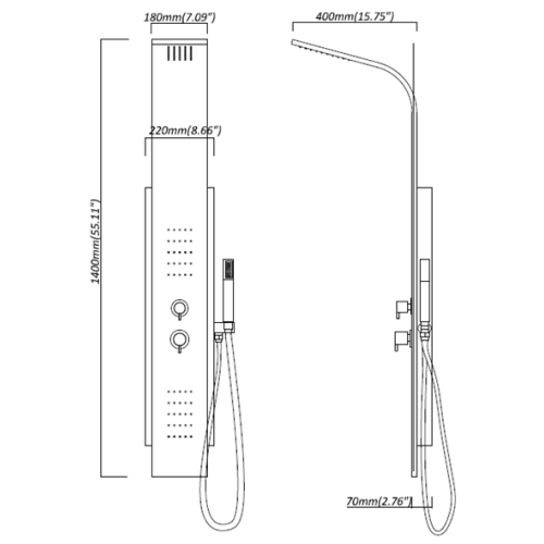 Colonne de douche hydromassante ES011