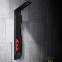 Colonne de douche hydromassante GA002 noir et rouge