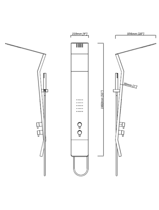 Schéma technique Colonne de douche hydromassante GA003
