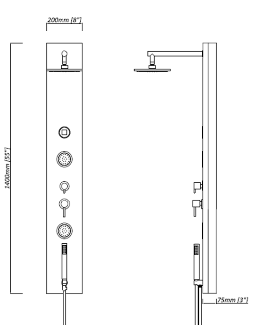 Dessin Colonne de douche hydromassante GS007
