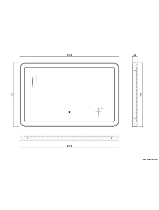 Taille du miroir CASORIA 1200