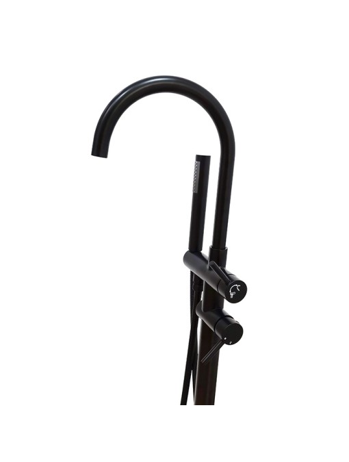 Robinet sur pied noir et douchette ronde E103