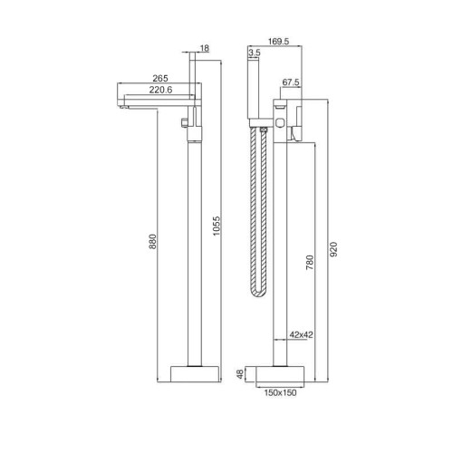 Robinet sur pied noir finition mat E126