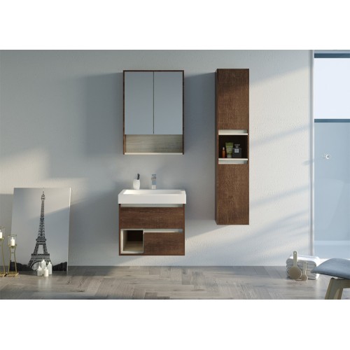 Meuble de salle de bain bois foncé ANZIO 600