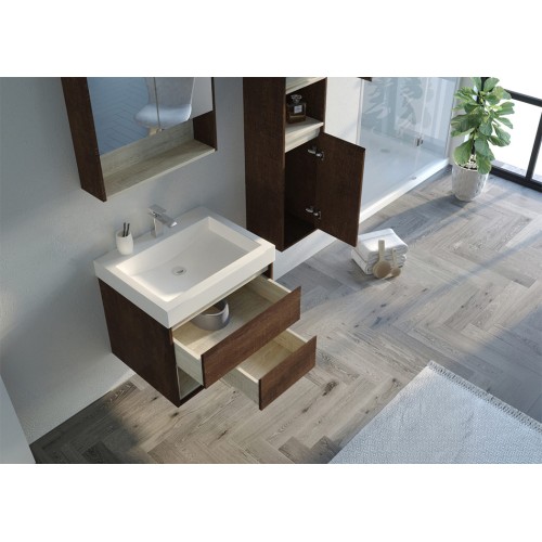 Meuble de salle de bain bois foncé ANZIO 600