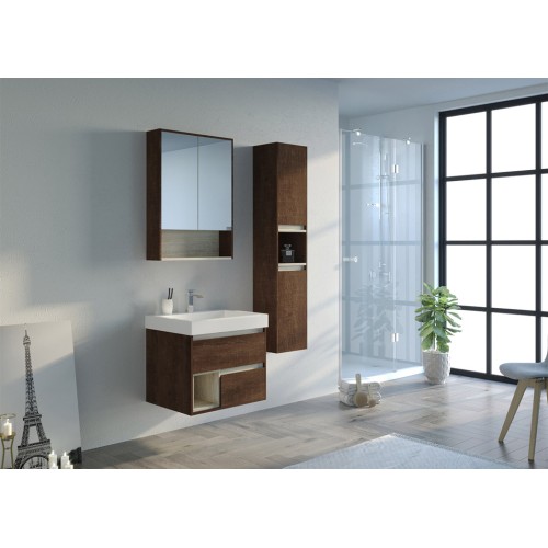 Meuble de salle de bain bois foncé ANZIO 600