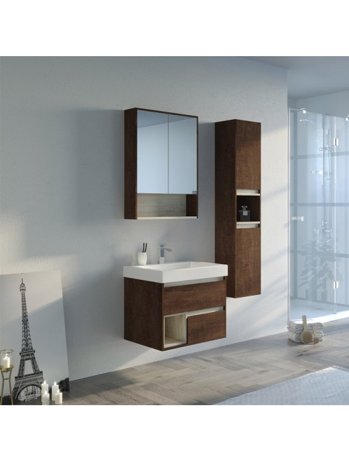 Meuble de salle de bain bois foncé ANZIO 600