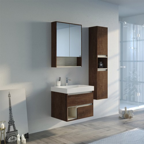 Meuble de salle de bain bois foncé ANZIO 600