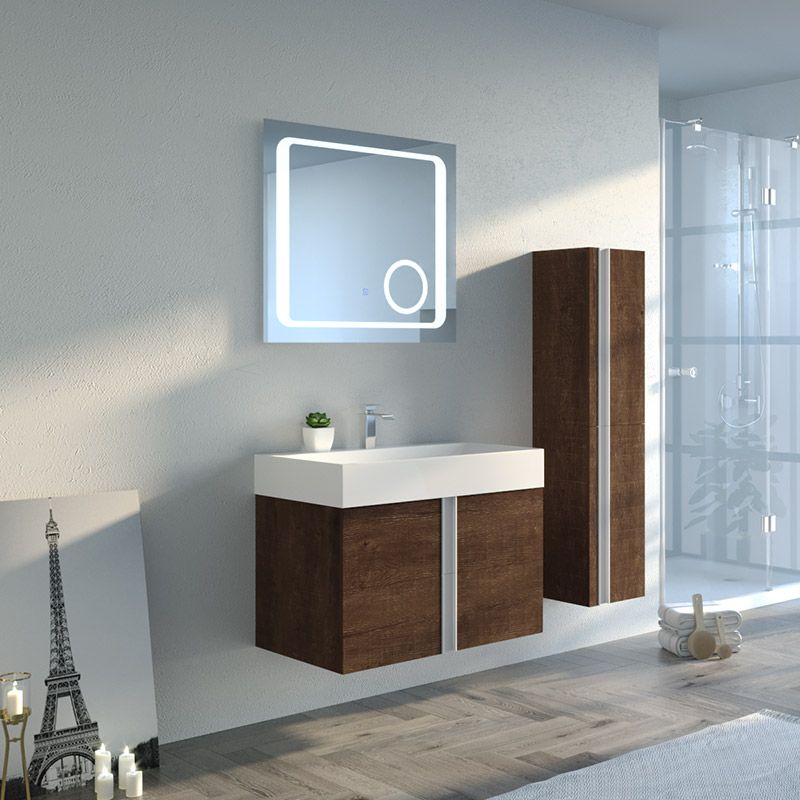 Meuble De Lavabo Salle De Bain À Miroir Led Hauteur 80 Cm