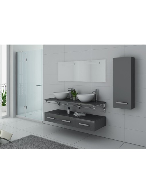 Meuble de salle de bain double vasque Gris taupe VIRTUOSE DUO