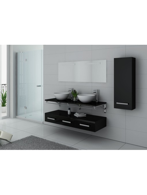 Meuble de salle de bain double vasque Noir VIRTUOSE DUO