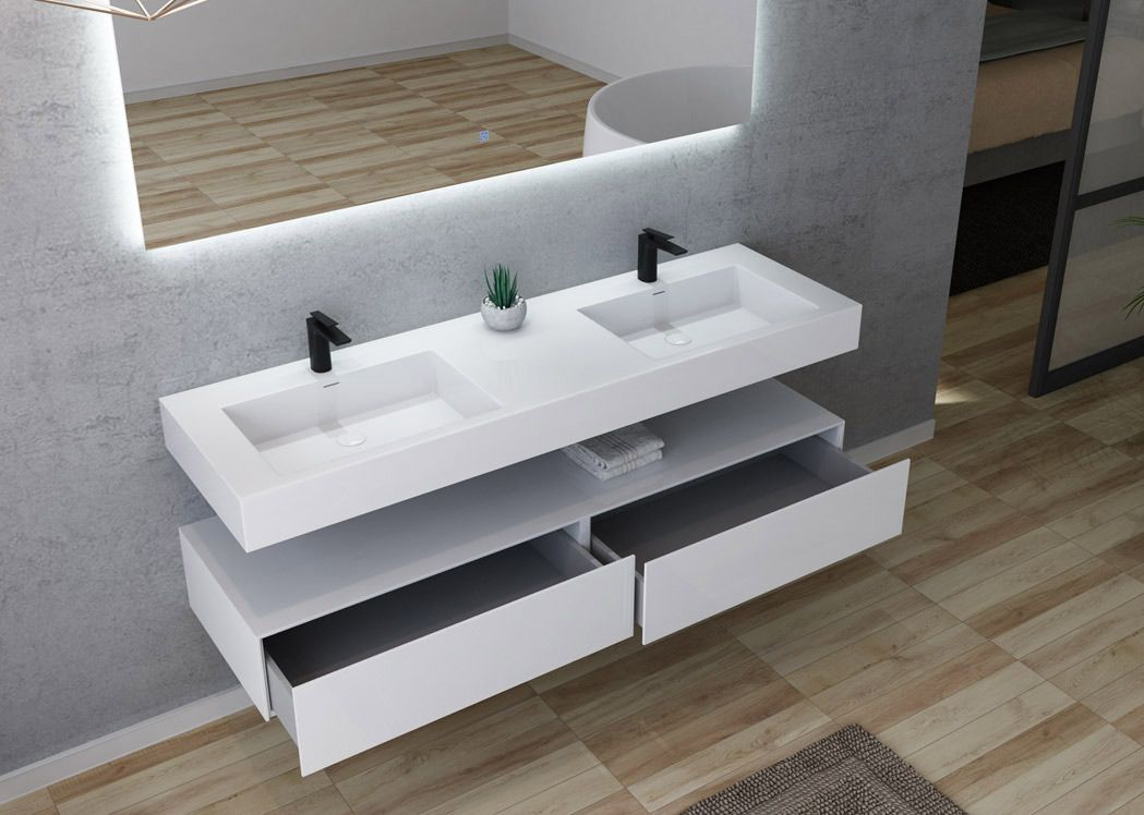 Meuble Double Vasque 160 Cm Meuble Lavabo 160 Cm Meuble Sous Vasque 160 Cm Avellino