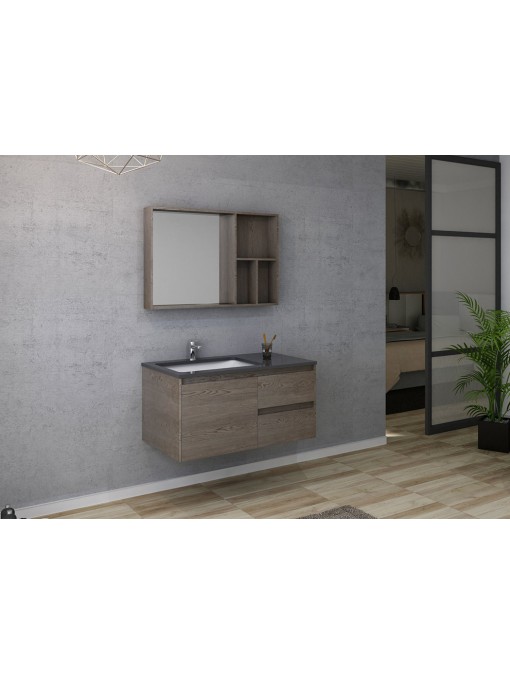 Meuble salle de bain BERGAME 1000 Chêne Gris