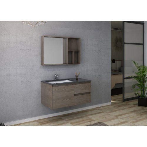 Meuble salle de bain BERGAME 1000 Chêne Gris