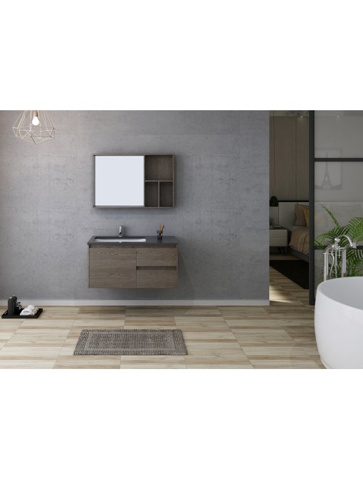 Meuble salle de bain BERGAME 1000 Chêne Gris