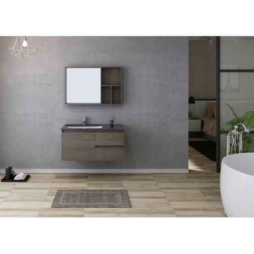 Meuble salle de bain BERGAME 1000 Chêne Gris