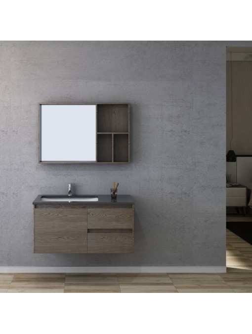 Meuble salle de bain BERGAME 1000 Chêne Gris