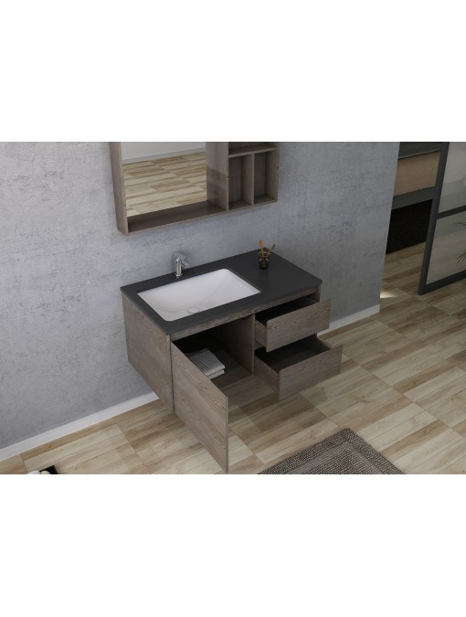 Meuble salle de bain BERGAME 1000 Chêne Gris