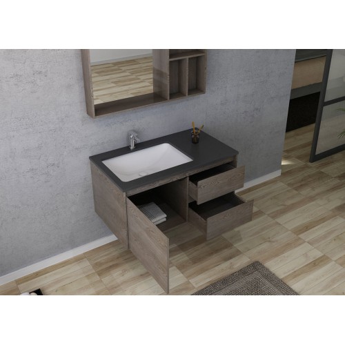 Meuble salle de bain BERGAME 1000 Chêne Gris