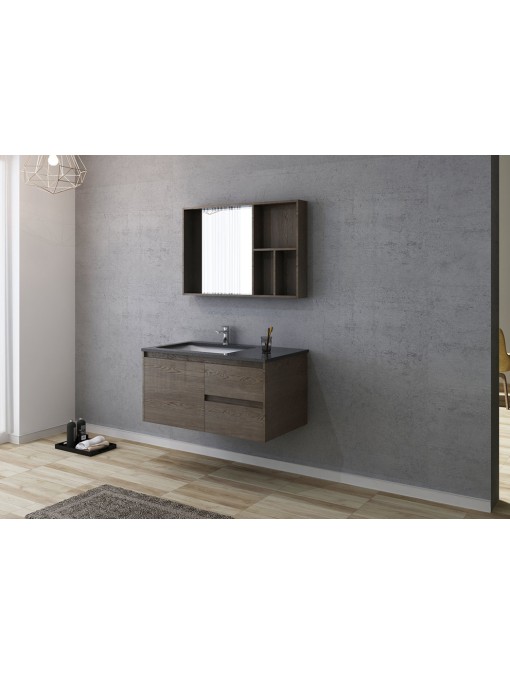 Meuble salle de bain BERGAME 1000 Chêne Gris