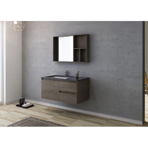 Meuble salle de bain BERGAME 1000 Chêne Gris