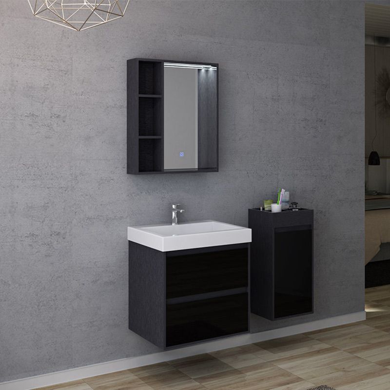 Meuble De Salle De Bain Avec Vasque 60 Cm Ensemble De Salle De Bain Noir Brianza