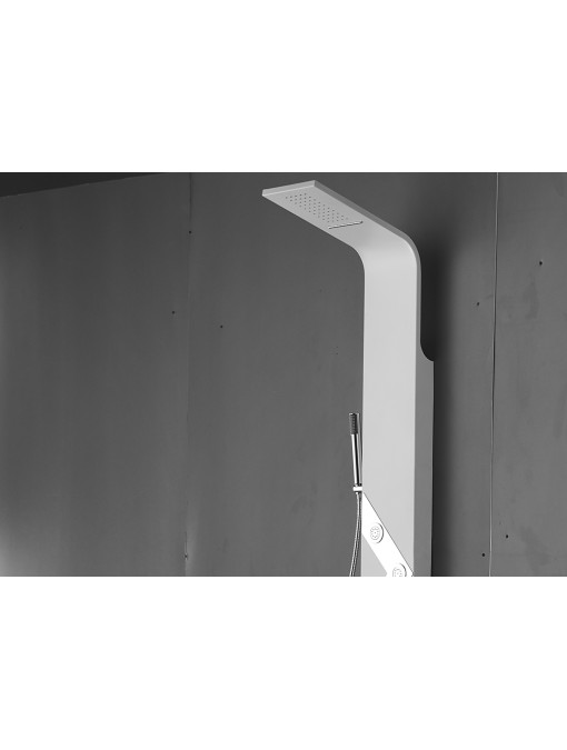 Colonne d'hydromassage A216-2 design blanche avec déco "V" miroir
