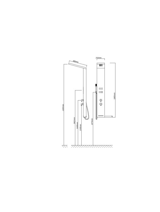 Schéma technique Colonne de douche hydromassante GS010