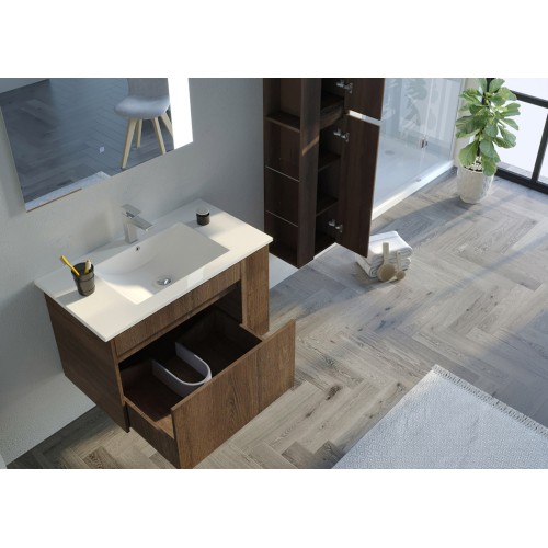 Meuble de salle de bain BOVALINO 800 Chêne Foncé