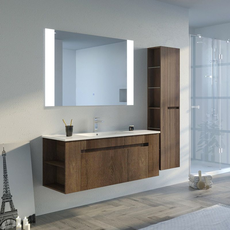 Grand ensemble simple vasque BOVALINO 1200 Chêne Foncé