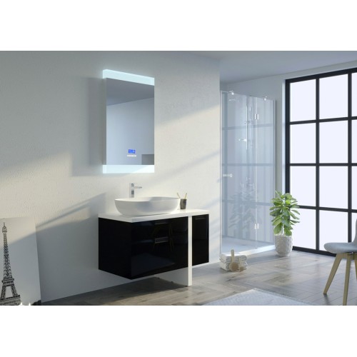 Meuble de salle de bain noir et blanc ultra design SCARLINO 1000 Noir