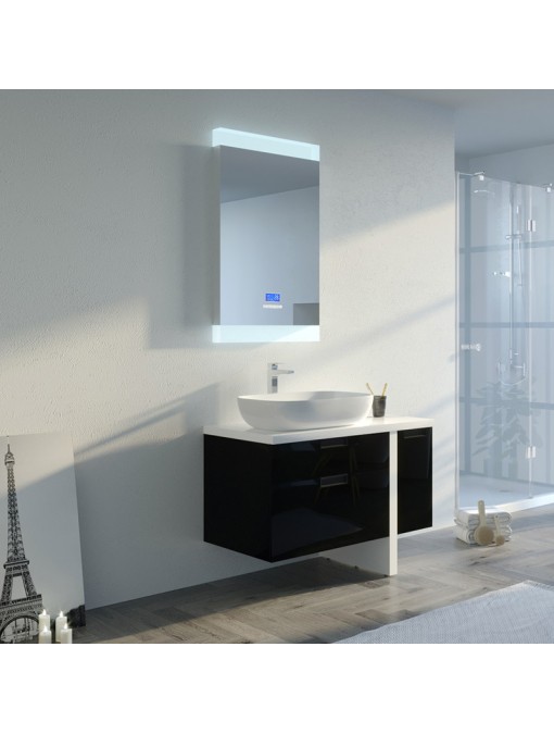 Meuble de salle de bain noir et blanc ultra design SCARLINO 1000 Noir