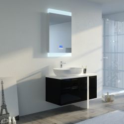 Meuble de salle de bain noir et blanc ultra design SCARLINO 1000 Noir