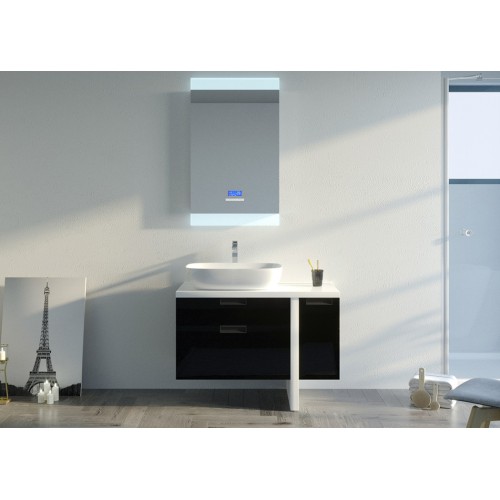 Meuble de salle de bain noir et blanc ultra design SCARLINO 1000 Noir