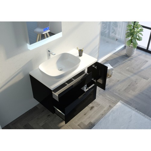 Meuble de salle de bain noir et blanc ultra design SCARLINO 1000 Noir