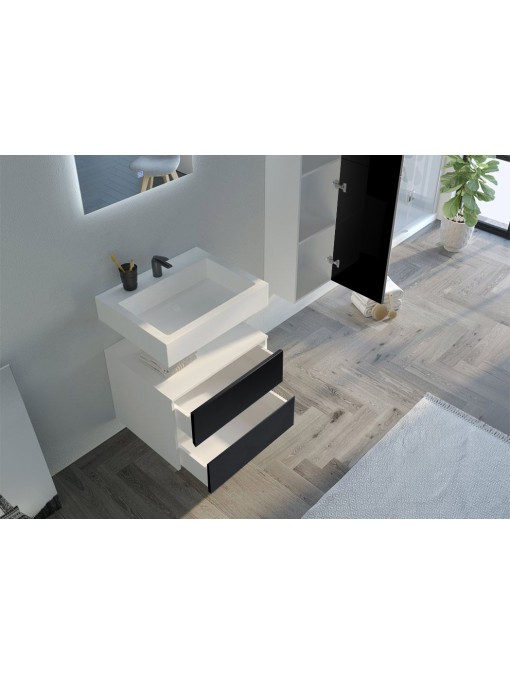 Détails rangements Meuble de salle de bain VISENZA 600 Noir
