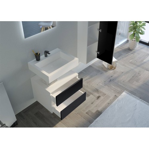 Bel ensemble de Meuble de salle de bain VISENZA 600 Noir