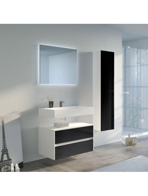 Bel ensemble de Meuble de salle de bain VISENZA 800 Noir