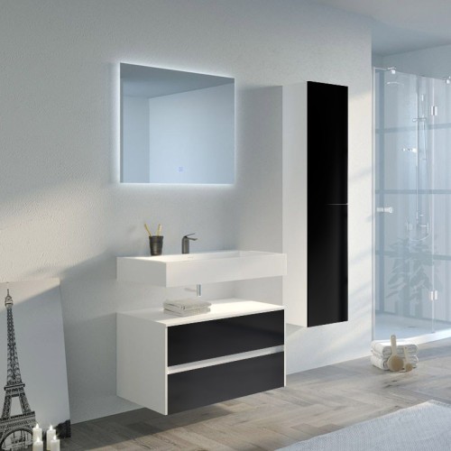 Bel ensemble de Meuble de salle de bain VISENZA 800 Noir