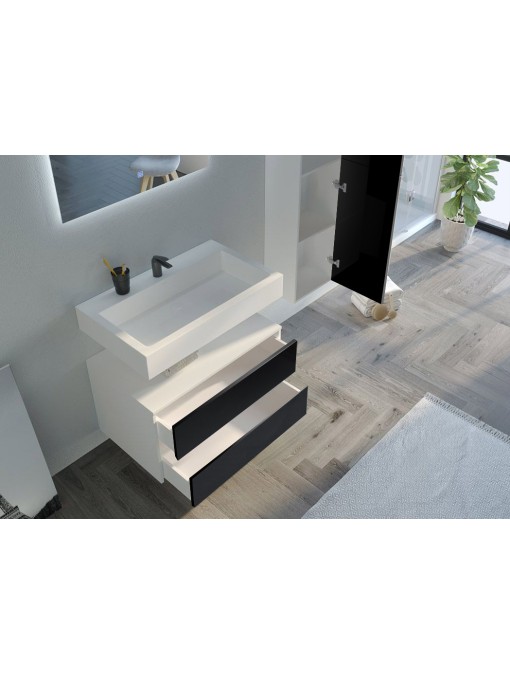 Détails rangements Meuble de salle de bain VISENZA 800 Noir