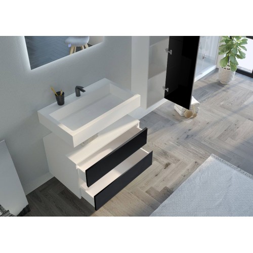 Bel ensemble de Meuble de salle de bain VISENZA 800 Noir