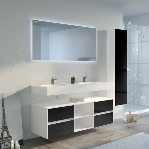 beau Meuble de salle de bain VISENZA 1400 Noir