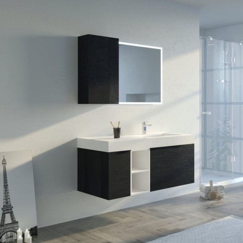 Meuble de salle de bain LANCIANO 1200 Noir et Blanc